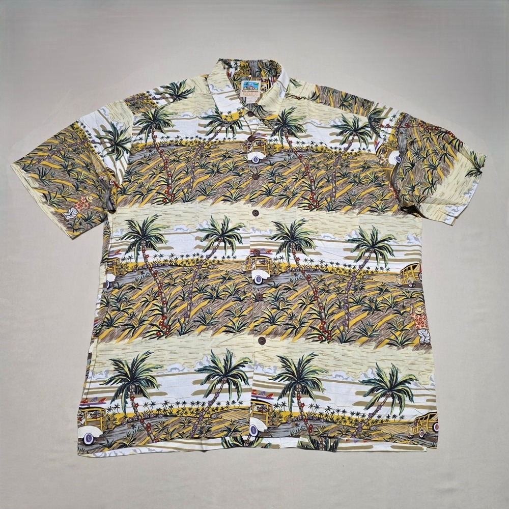 Kahala Ron Anderson Hawaii Aloha Shirt XL Woody Wagon Surfboard Relaxed Graphics